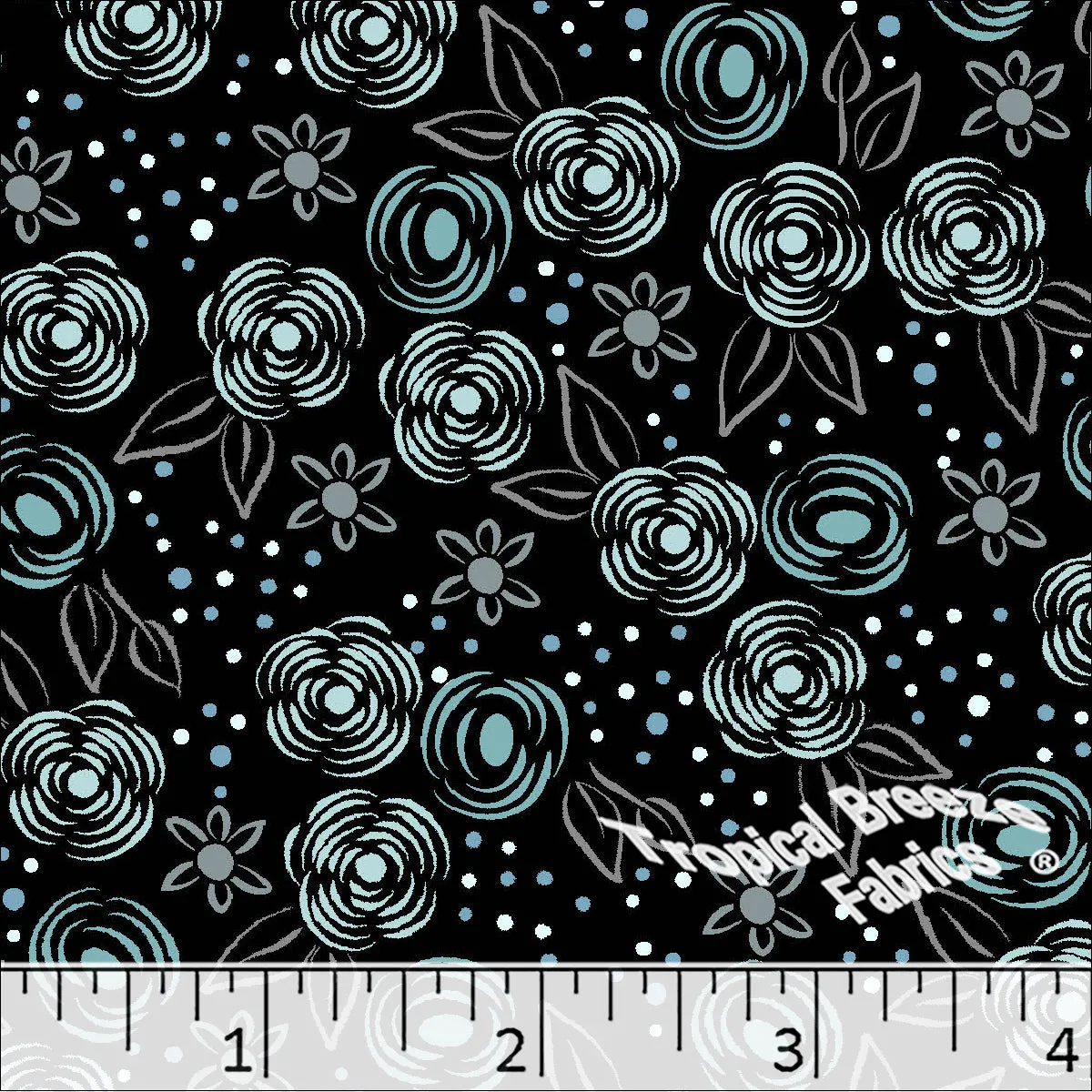 Poly Cotton Floral Sketch Print Dress Fabric 5821