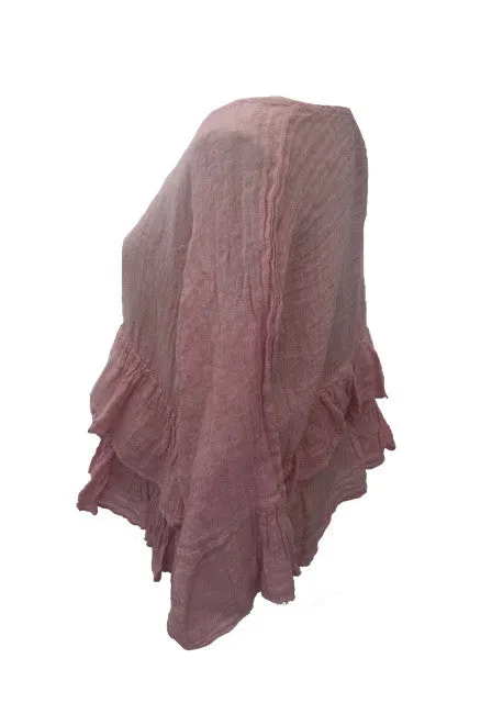 Raffadali Linen Top in Dusky Pink Made In Italy By Feathers Of Italy One Size