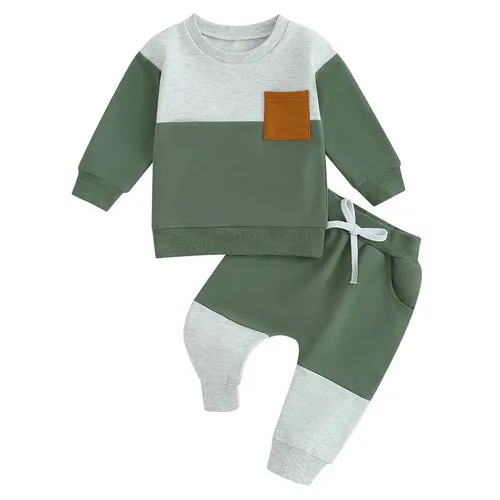 RUEWEY Baby Boy Contrast Color Pant Sets Spring Autumn Clothes Long
