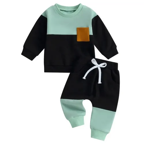 RUEWEY Baby Boy Contrast Color Pant Sets Spring Autumn Clothes Long
