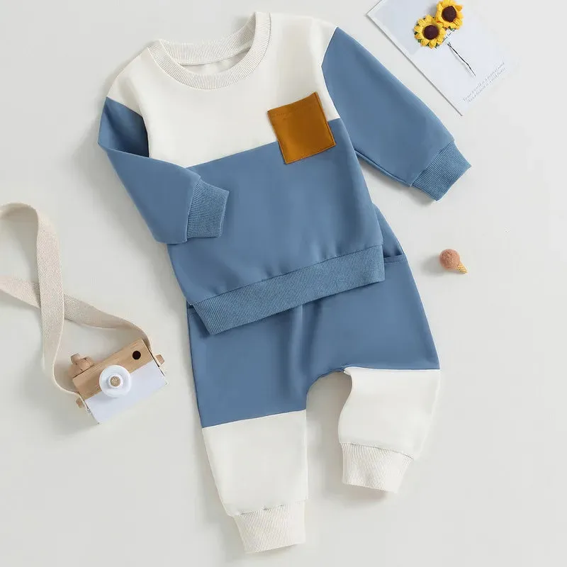 RUEWEY Baby Boy Contrast Color Pant Sets Spring Autumn Clothes Long