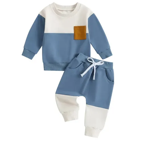 RUEWEY Baby Boy Contrast Color Pant Sets Spring Autumn Clothes Long