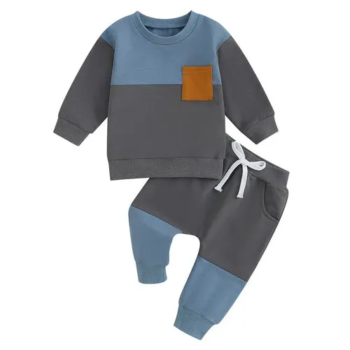 RUEWEY Baby Boy Contrast Color Pant Sets Spring Autumn Clothes Long