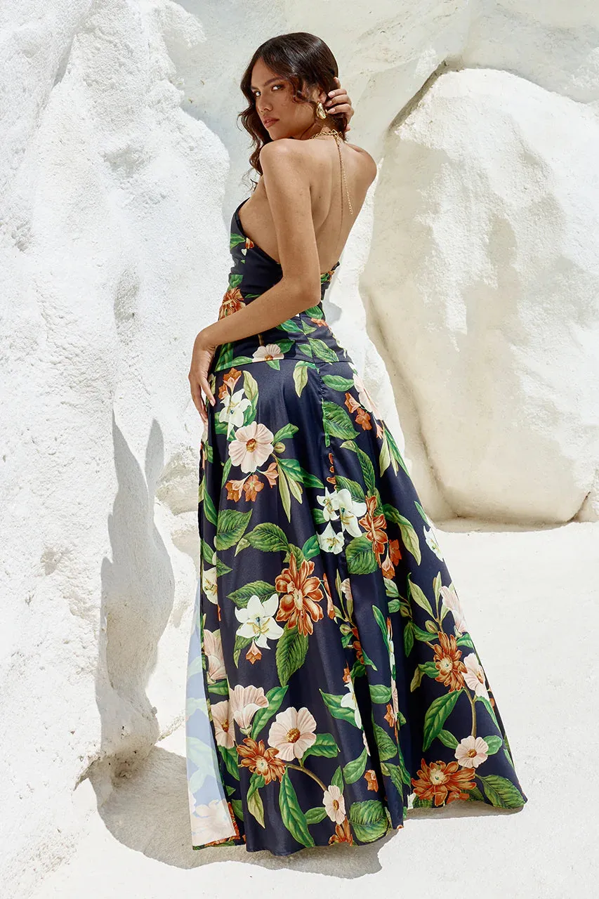 Runaway The Label - Maiori Maxi Skirt - Black Floral