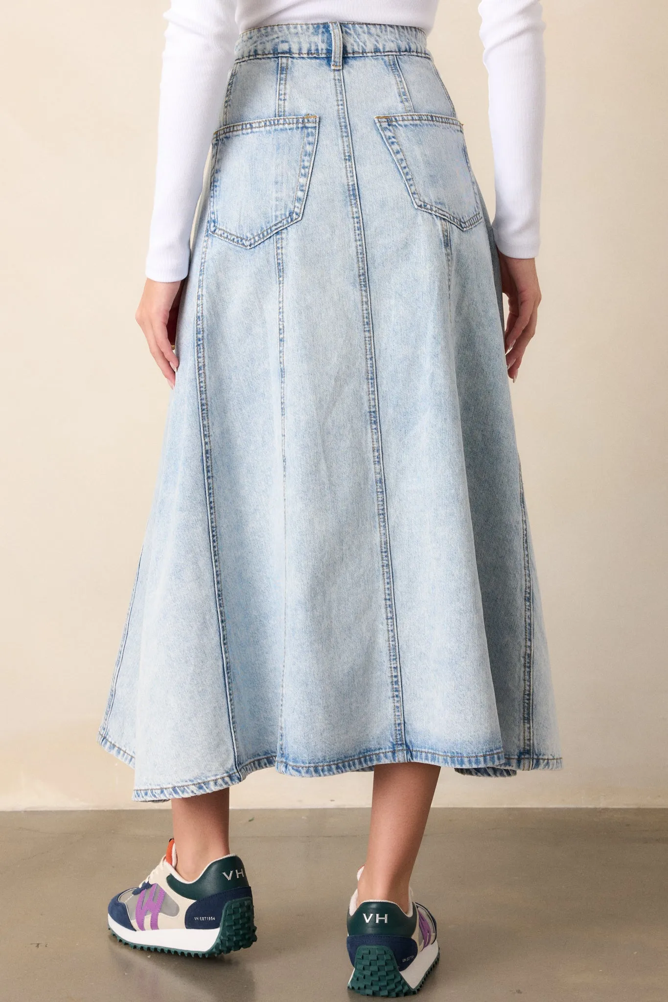 Rustic Dream Light Wash Denim Maxi Skirt