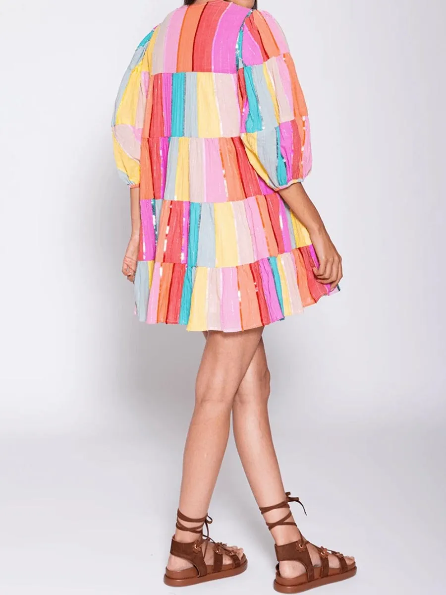 Sequined Multi Colored Mini Dress