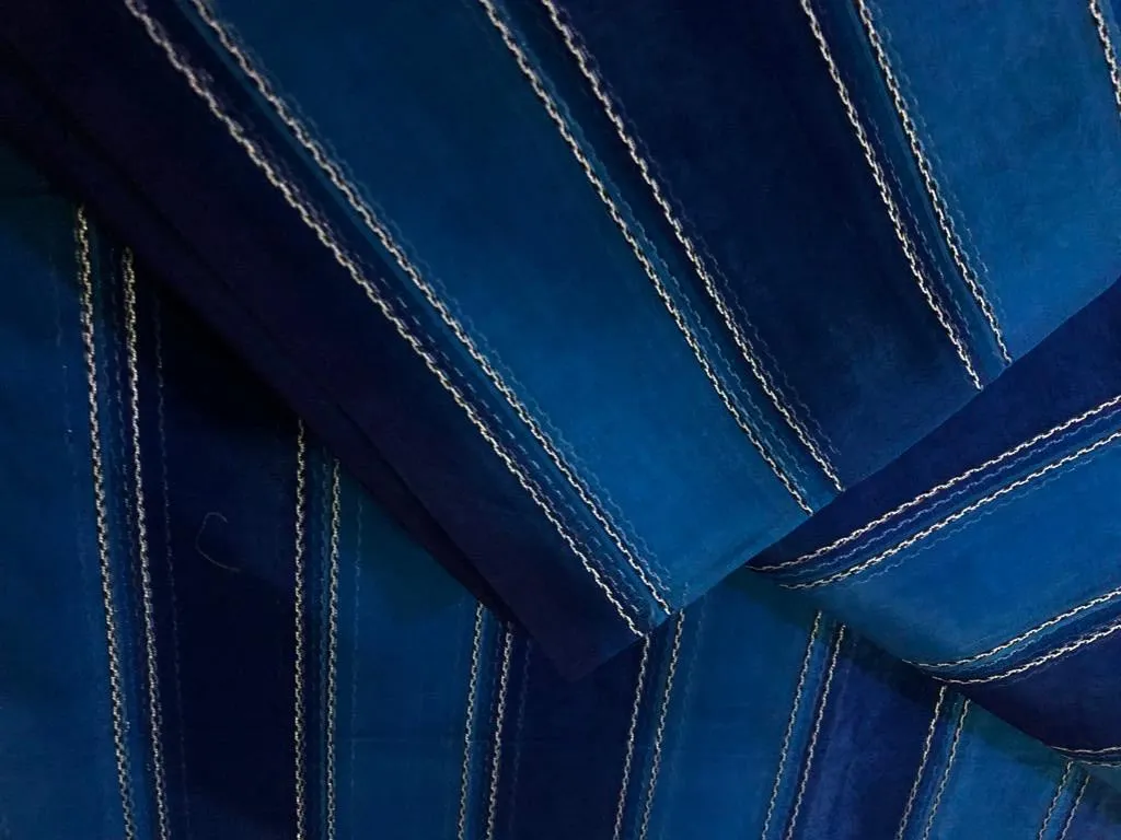 Silk organza fancy rope stripes fabric 44" wide [15608/09]available in 2 colors orange and blue