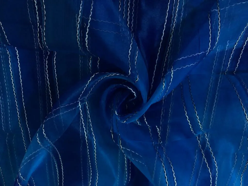 Silk organza fancy rope stripes fabric 44" wide [15608/09]available in 2 colors orange and blue