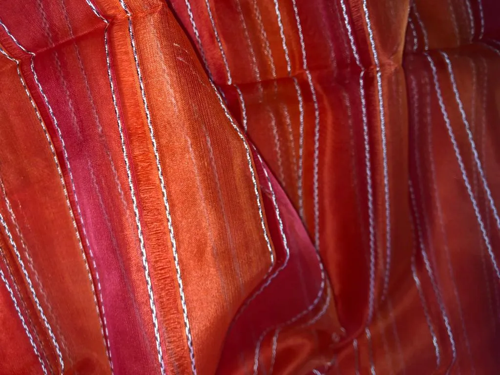 Silk organza fancy rope stripes fabric 44" wide [15608/09]available in 2 colors orange and blue