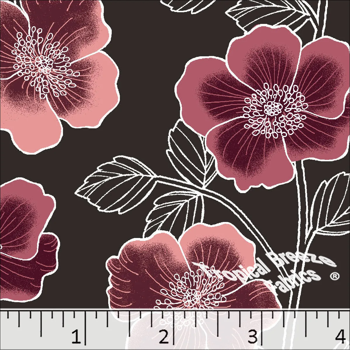 Standard Weave Large Floral Print Poly Cotton Fabric 6086