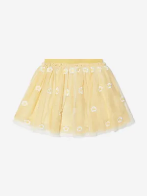 Stella McCartney Girls Embroidered Flower Skirt in Yellow
