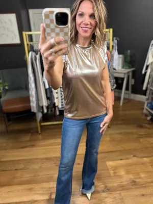 Too Perfect Metallic Muscle Tee - Taupe