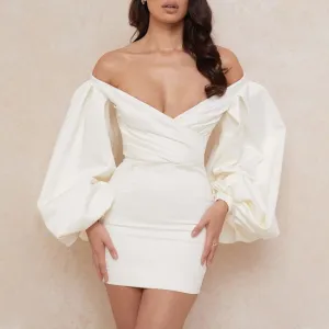 Usher Scuba off shoulder Dress