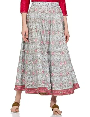 W for Woman Blue and Multicoloured Floral Skirt_22AUW50474-119807_L
