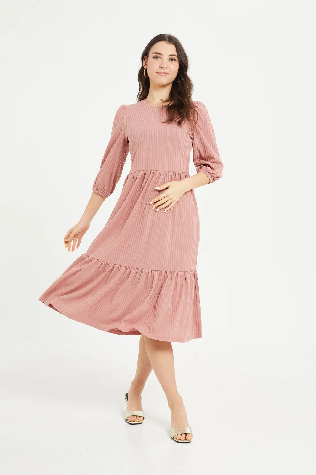 Women Pink Tiered Dress