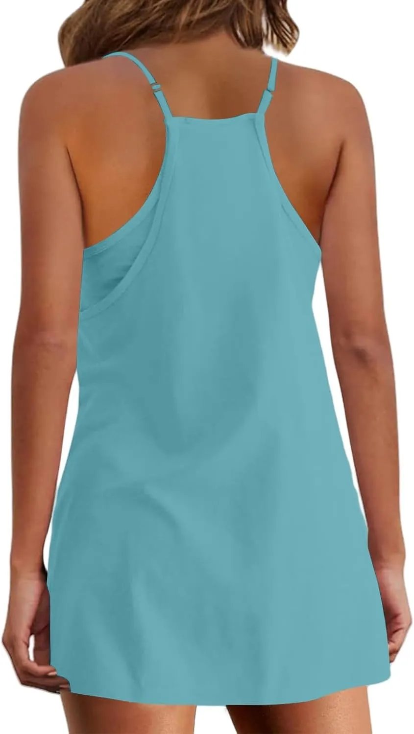 Womens Summer Sleeveless Dress 2025 Tennis Workout Active Sports Mini Romper Dress Built in Shorts Travel Vacation Clothes