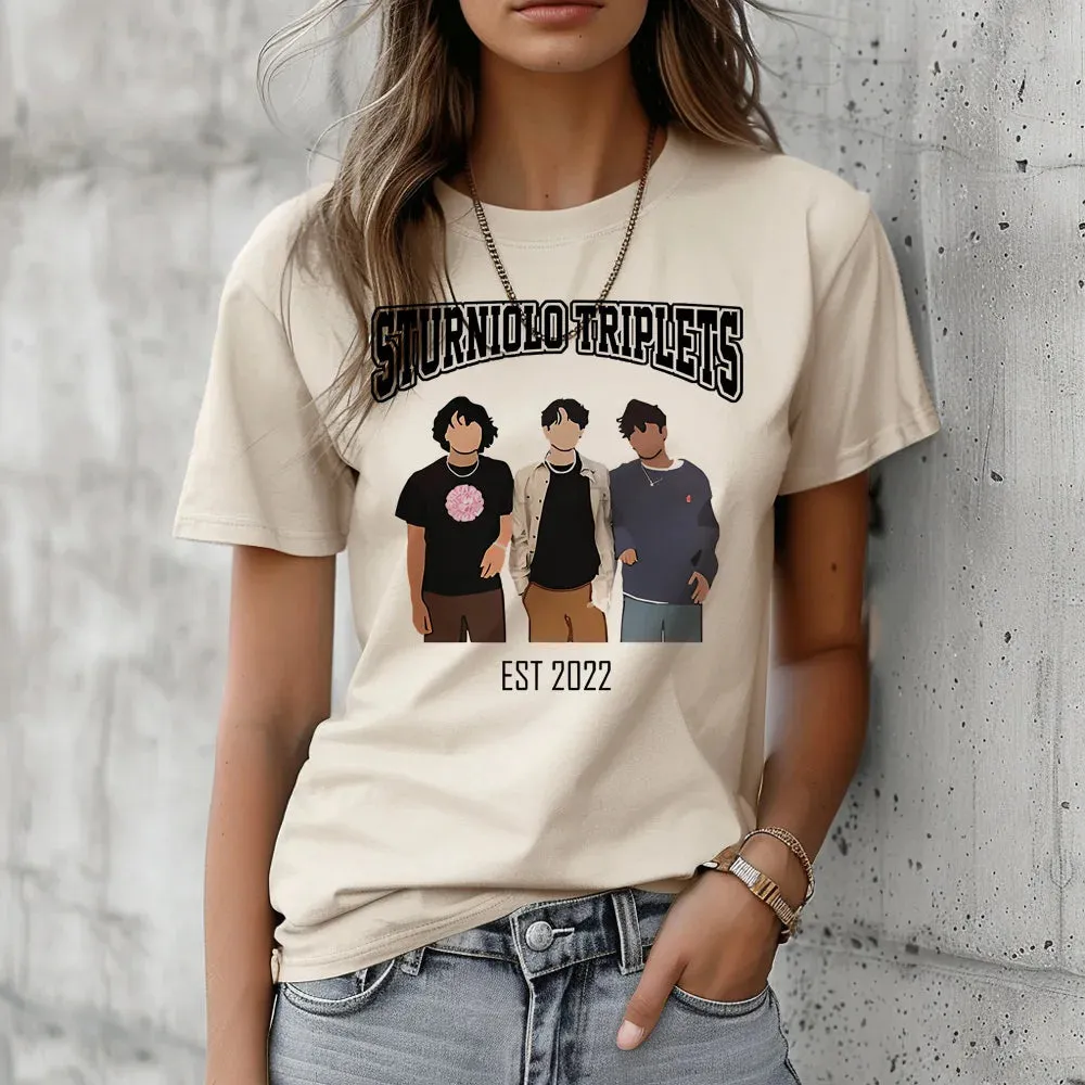 Y2K-Inspired Sturniolo Triplets Graphic Tee for Women - Trendy Casual Streetwear Top with Fun Cartoon Design