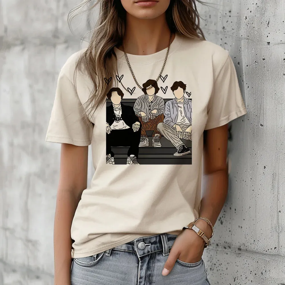 Y2K-Inspired Sturniolo Triplets Graphic Tee for Women - Trendy Casual Streetwear Top with Fun Cartoon Design