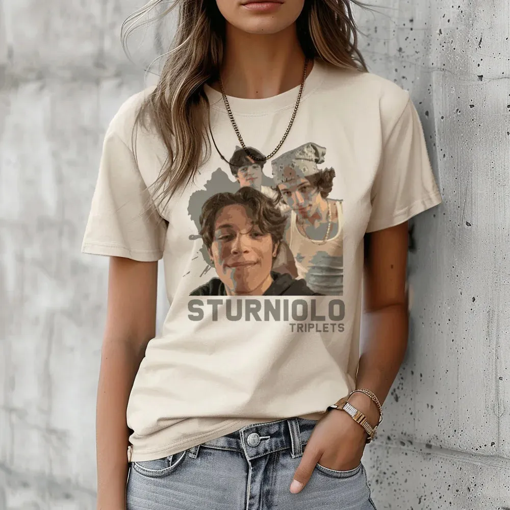 Y2K-Inspired Sturniolo Triplets Graphic Tee for Women - Trendy Casual Streetwear Top with Fun Cartoon Design