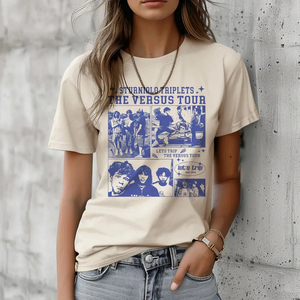 Y2K-Inspired Sturniolo Triplets Graphic Tee for Women - Trendy Casual Streetwear Top with Fun Cartoon Design