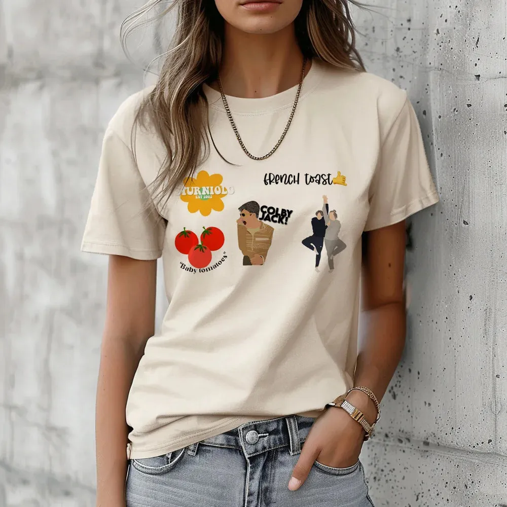 Y2K-Inspired Sturniolo Triplets Graphic Tee for Women - Trendy Casual Streetwear Top with Fun Cartoon Design