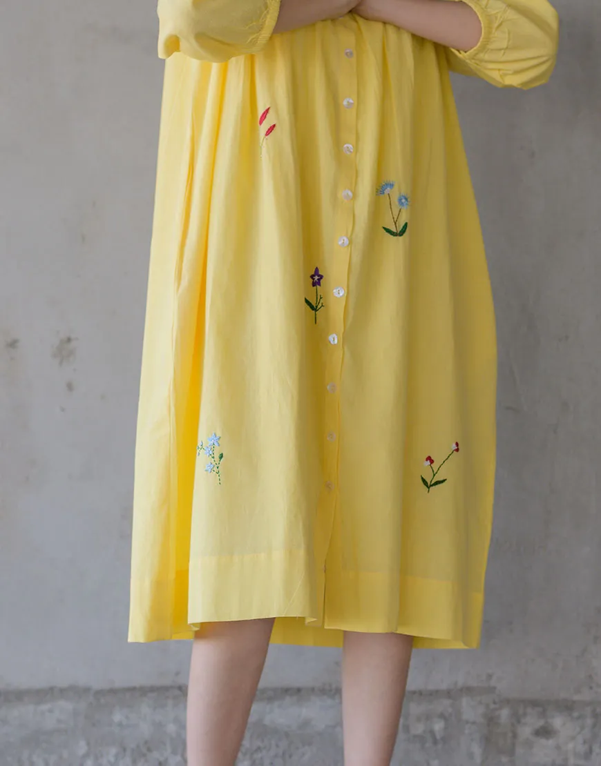 Yellow Breeze Embroidered Dress