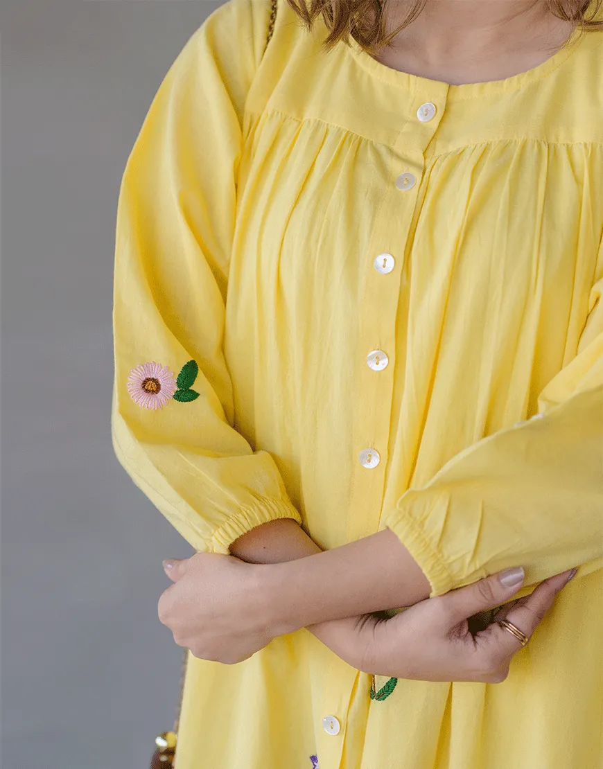 Yellow Breeze Embroidered Dress